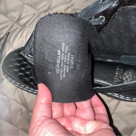 Vince Camuto Black Quilted Lace-Up Booties - Picture 6 of 8